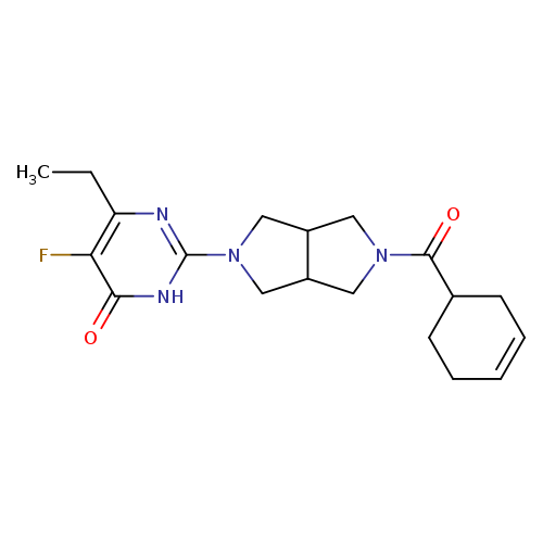 2-[5-(cyclohex-3-ene-1-carbonyl)-octahydropyrrolo[3,4-c]pyrrol-2-yl]-6-ethyl-5-fluoro-3,4-dihydropyrimidin-4-one