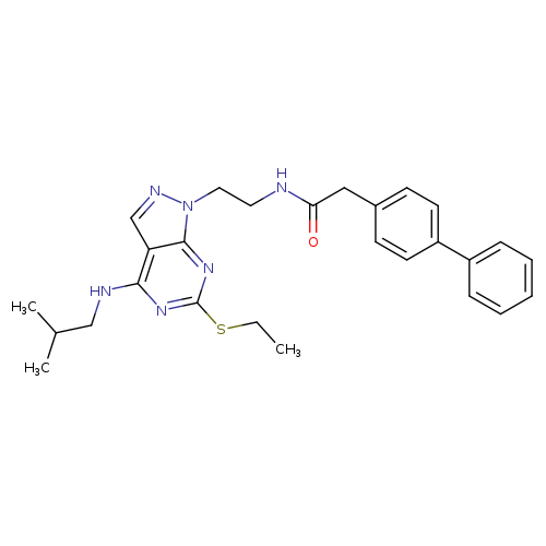 2-{[1,1'-biphenyl]-4-yl}-N-{2-[6-(ethylsulfanyl)-4-[(2-methylpropyl)amino]-1H-pyrazolo[3,4-d]pyrimidin-1-yl]ethyl}acetamide