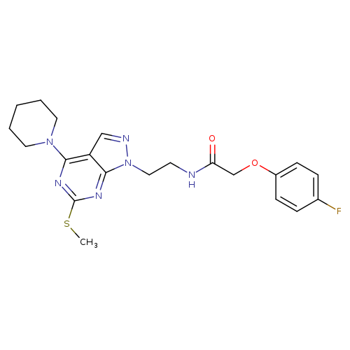 2-(4-fluorophenoxy)-N-{2-[6-(methylsulfanyl)-4-(piperidin-1-yl)-1H-pyrazolo[3,4-d]pyrimidin-1-yl]ethyl}acetamide