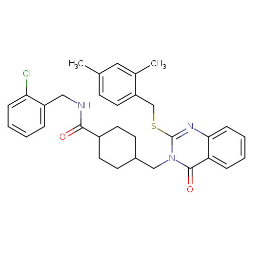 N-[(2-chlorophenyl)methyl]-4-[(2-{[(2,4-dimethylphenyl)methyl]sulfanyl}-4-oxo-3,4-dihydroquinazolin-3-yl)methyl]cyclohexane-1-carboxamide