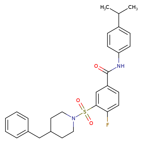3-[(4-benzylpiperidin-1-yl)sulfonyl]-4-fluoro-N-[4-(propan-2-yl)phenyl]benzamide