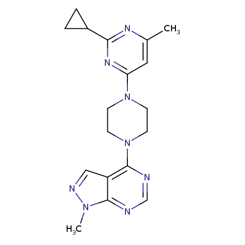 2-cyclopropyl-4-methyl-6-(4-{1-methyl-1H-pyrazolo[3,4-d]pyrimidin-4-yl}piperazin-1-yl)pyrimidine