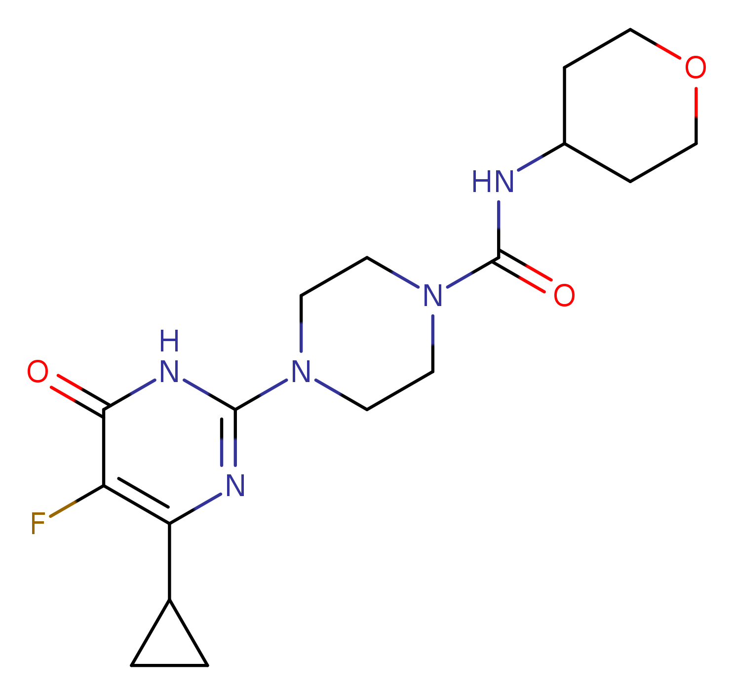 4-(4-cyclopropyl-5-fluoro-6-oxo-1,6-dihydropyrimidin-2-yl)-N-(oxan-4-yl)piperazine-1-carboxamide