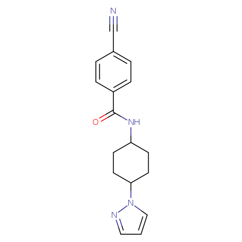 4-cyano-N-[4-(1H-pyrazol-1-yl)cyclohexyl]benzamide