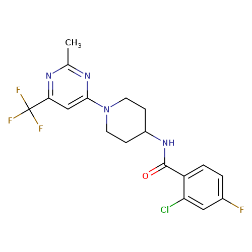 2-chloro-4-fluoro-N-{1-[2-methyl-6-(trifluoromethyl)pyrimidin-4-yl]piperidin-4-yl}benzamide
