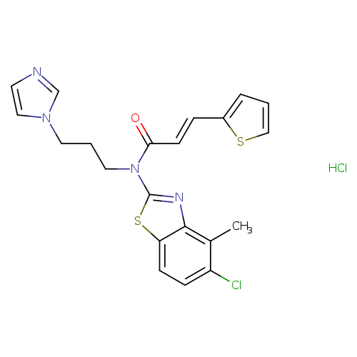 (2E)-N-(5-chloro-4-methyl-1,3-benzothiazol-2-yl)-N-[3-(1H-imidazol-1-yl)propyl]-3-(thiophen-2-yl)prop-2-enamide hydrochloride