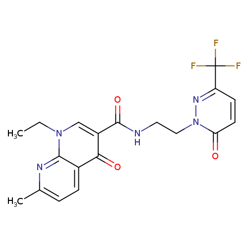 1-ethyl-7-methyl-4-oxo-N-{2-[6-oxo-3-(trifluoromethyl)-1,6-dihydropyridazin-1-yl]ethyl}-1,4-dihydro-1,8-naphthyridine-3-carboxamide