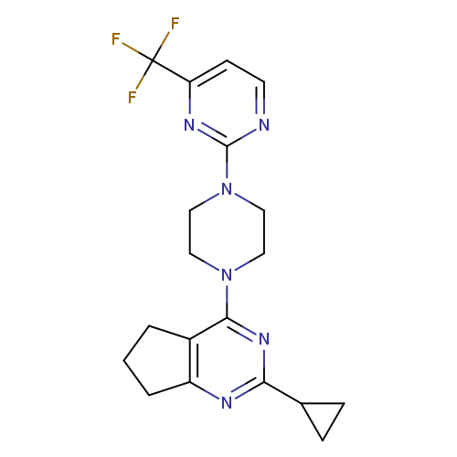2-(4-{2-cyclopropyl-5H,6H,7H-cyclopenta[d]pyrimidin-4-yl}piperazin-1-yl)-4-(trifluoromethyl)pyrimidine