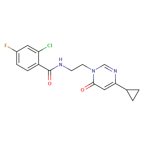 2-chloro-N-[2-(4-cyclopropyl-6-oxo-1,6-dihydropyrimidin-1-yl)ethyl]-4-fluorobenzamide