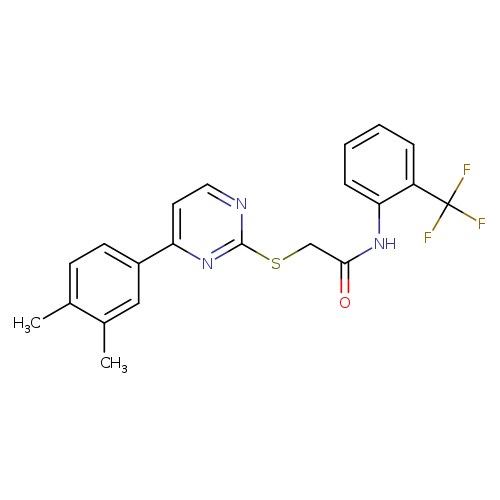 2-{[4-(3,4-dimethylphenyl)pyrimidin-2-yl]sulfanyl}-N-[2-(trifluoromethyl)phenyl]acetamide