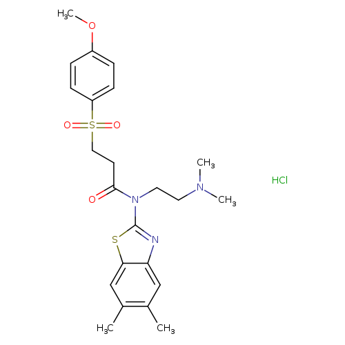 N-(5,6-dimethyl-1,3-benzothiazol-2-yl)-N-[2-(dimethylamino)ethyl]-3-(4-methoxybenzenesulfonyl)propanamide hydrochloride