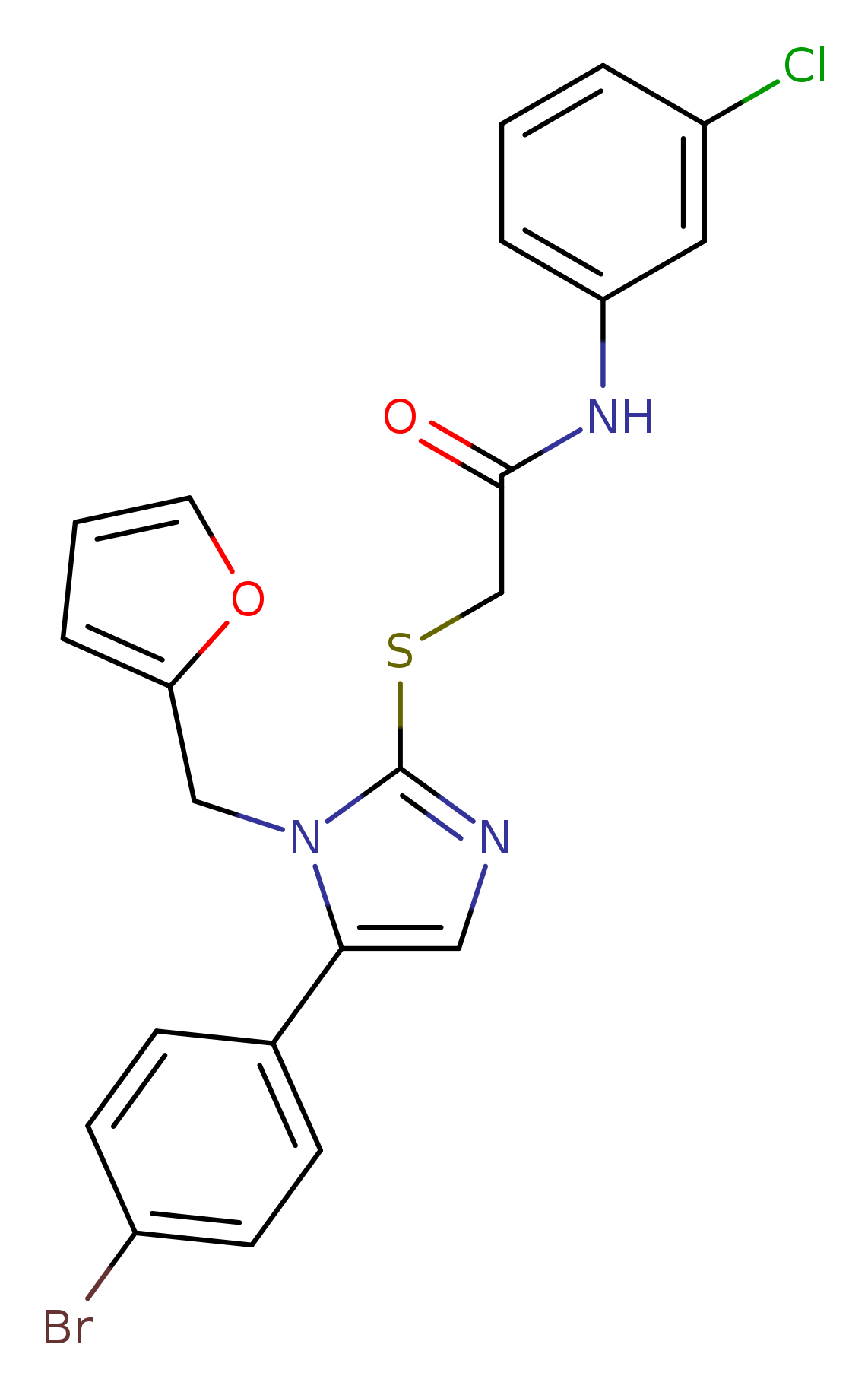 2-{[5-(4-bromophenyl)-1-[(furan-2-yl)methyl]-1H-imidazol-2-yl]sulfanyl}-N-(3-chlorophenyl)acetamide