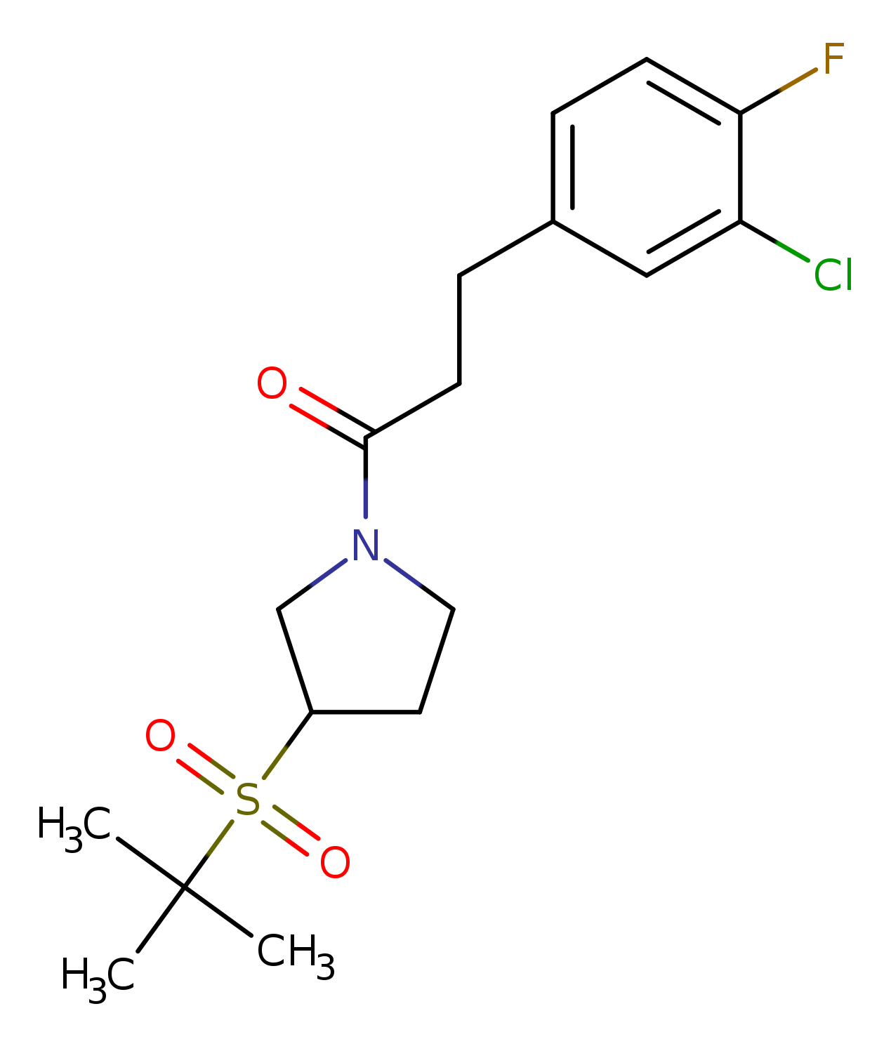 3-(3-chloro-4-fluorophenyl)-1-[3-(2-methylpropane-2-sulfonyl)pyrrolidin-1-yl]propan-1-one