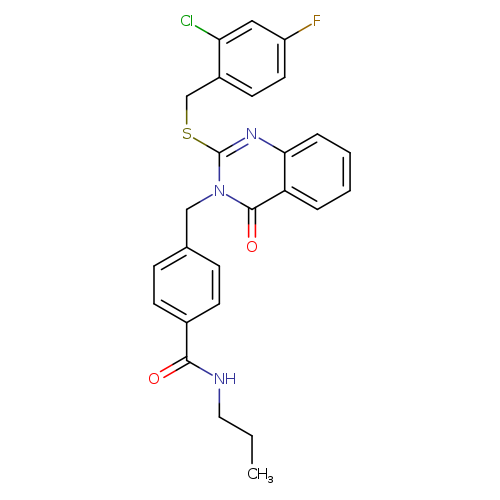 4-[(2-{[(2-chloro-4-fluorophenyl)methyl]sulfanyl}-4-oxo-3,4-dihydroquinazolin-3-yl)methyl]-N-propylbenzamide