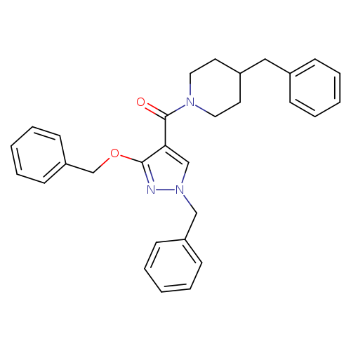 4-benzyl-1-[1-benzyl-3-(benzyloxy)-1H-pyrazole-4-carbonyl]piperidine