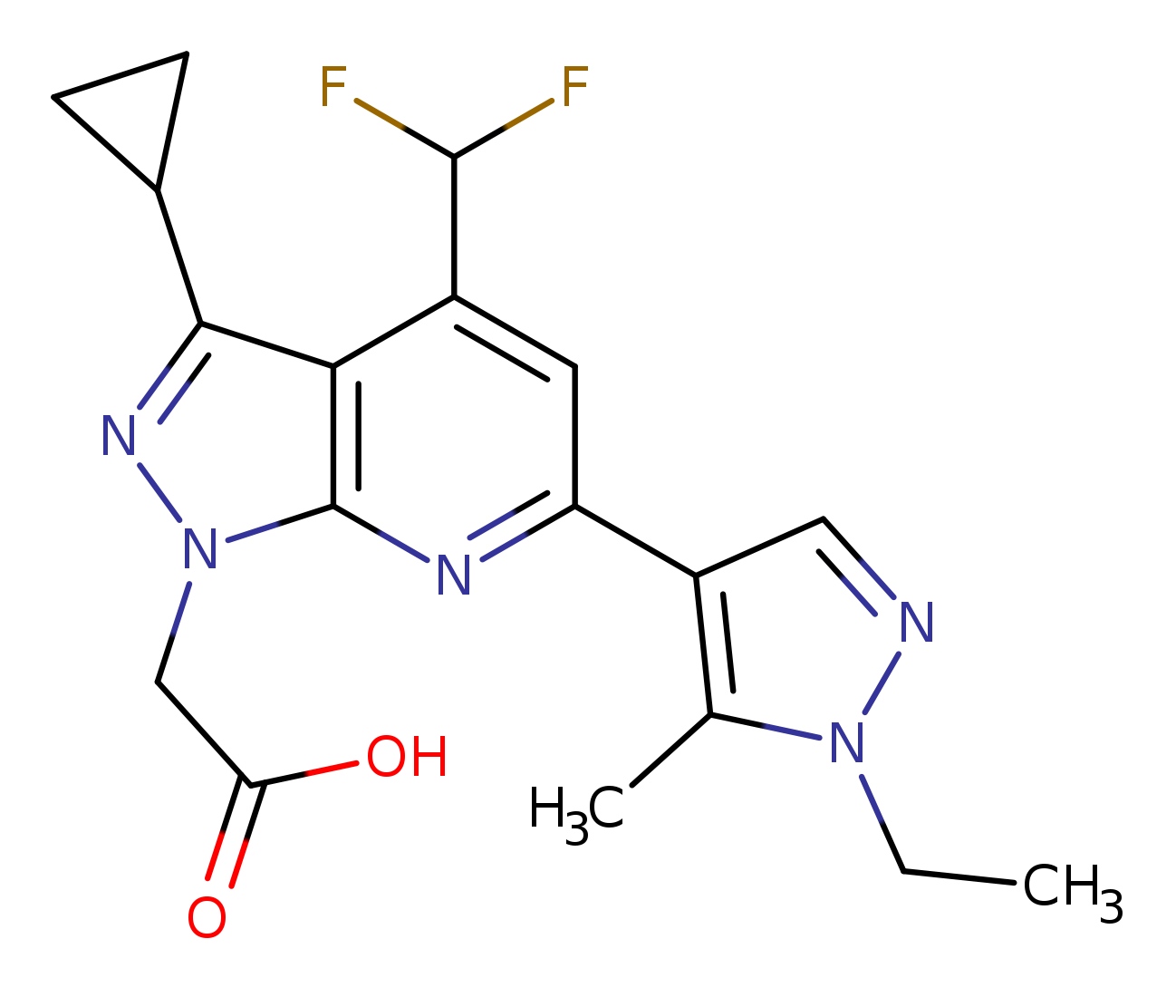 2-(3-Cyclopropyl-4-(difluoromethyl)-6-(1-ethyl-5-methyl-1H-pyrazol-4-yl)-1H-pyrazolo[3,4-b]pyridin-1-yl)acetic acid