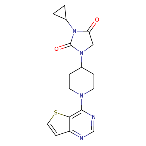 3-cyclopropyl-1-(1-{thieno[3,2-d]pyrimidin-4-yl}piperidin-4-yl)imidazolidine-2,4-dione