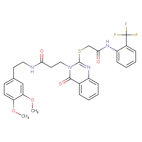 N-[2-(3,4-dimethoxyphenyl)ethyl]-3-{4-oxo-2-[({[2-(trifluoromethyl)phenyl]carbamoyl}methyl)sulfanyl]-3,4-dihydroquinazolin-3-yl}propanamide
