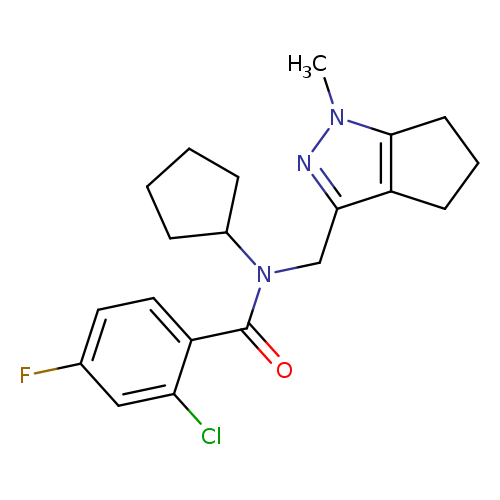 2-chloro-N-cyclopentyl-4-fluoro-N-({1-methyl-1H,4H,5H,6H-cyclopenta[c]pyrazol-3-yl}methyl)benzamide