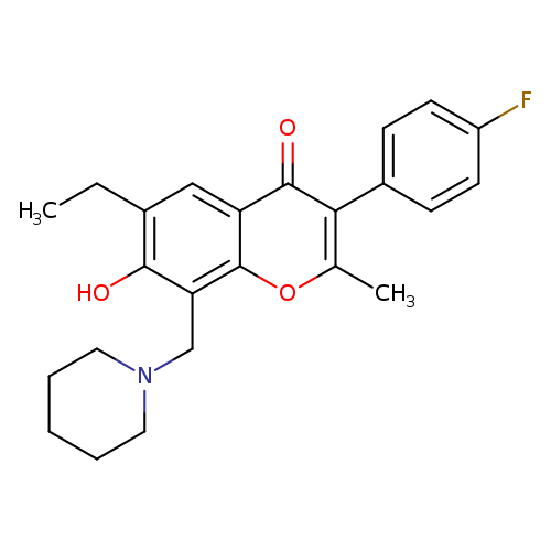 6-ethyl-3-(4-fluorophenyl)-7-hydroxy-2-methyl-8-[(piperidin-1-yl)methyl]-4H-chromen-4-one
