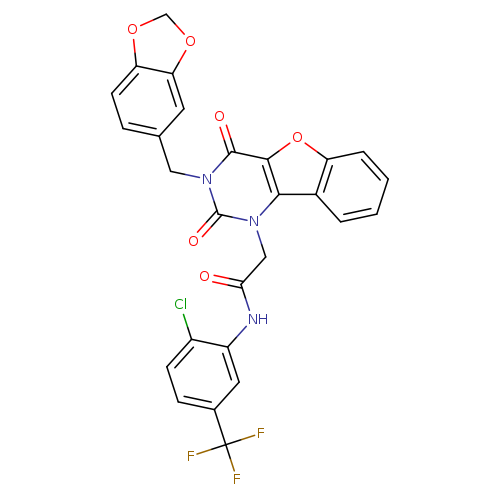 2-{5-[(2H-1,3-benzodioxol-5-yl)methyl]-4,6-dioxo-8-oxa-3,5-diazatricyclo[7.4.0.0^{2,7}]trideca-1(9),2(7),10,12-tetraen-3-yl}-N-[2-chloro-5-(trifluoromethyl)phenyl]acetamide