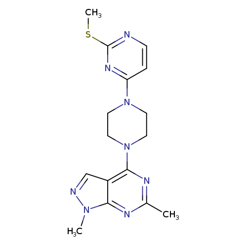 4-(4-{1,6-dimethyl-1H-pyrazolo[3,4-d]pyrimidin-4-yl}piperazin-1-yl)-2-(methylsulfanyl)pyrimidine