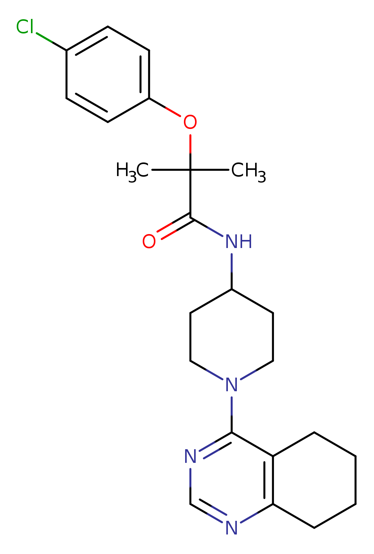 2-(4-chlorophenoxy)-2-methyl-N-[1-(5,6,7,8-tetrahydroquinazolin-4-yl)piperidin-4-yl]propanamide
