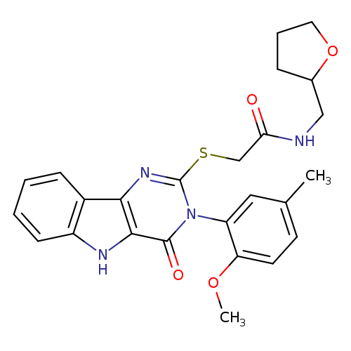 2-{[3-(2-methoxy-5-methylphenyl)-4-oxo-3H,4H,5H-pyrimido[5,4-b]indol-2-yl]sulfanyl}-N-[(oxolan-2-yl)methyl]acetamide