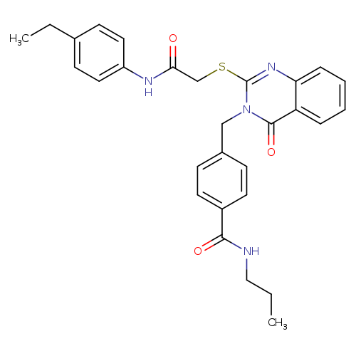 4-{[2-({[(4-ethylphenyl)carbamoyl]methyl}sulfanyl)-4-oxo-3,4-dihydroquinazolin-3-yl]methyl}-N-propylbenzamide