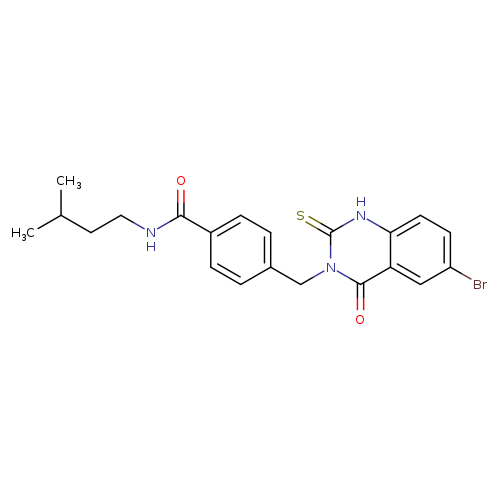 4-[(6-bromo-4-oxo-2-sulfanylidene-1,2,3,4-tetrahydroquinazolin-3-yl)methyl]-N-(3-methylbutyl)benzamide