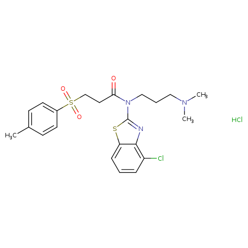 N-(4-chloro-1,3-benzothiazol-2-yl)-N-[3-(dimethylamino)propyl]-3-(4-methylbenzenesulfonyl)propanamide hydrochloride