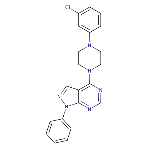 1-(3-chlorophenyl)-4-{1-phenyl-1H-pyrazolo[3,4-d]pyrimidin-4-yl}piperazine