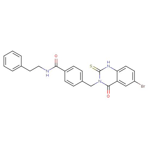 4-[(6-bromo-4-oxo-2-sulfanylidene-1,2,3,4-tetrahydroquinazolin-3-yl)methyl]-N-(2-phenylethyl)benzamide