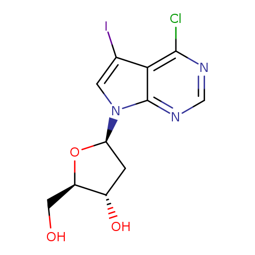 7H-Pyrrolo[2,3-d]pyrimidine, 4-chloro-7-(2-deoxy-β-D-erythro-pentofuranosyl)-5-iodo-