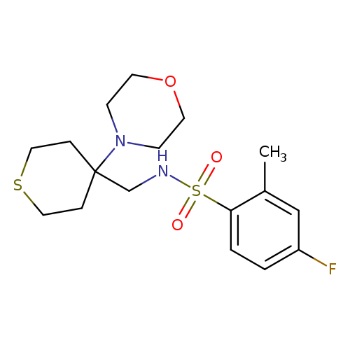 4-fluoro-2-methyl-N-{[4-(morpholin-4-yl)thian-4-yl]methyl}benzene-1-sulfonamide