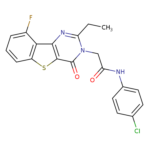 N-(4-chlorophenyl)-2-{4-ethyl-13-fluoro-6-oxo-8-thia-3,5-diazatricyclo[7.4.0.0^{2,7}]trideca-1(13),2(7),3,9,11-pentaen-5-yl}acetamide