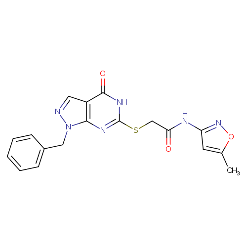 2-({1-benzyl-4-oxo-1H,4H,5H-pyrazolo[3,4-d]pyrimidin-6-yl}sulfanyl)-N-(5-methyl-1,2-oxazol-3-yl)acetamide