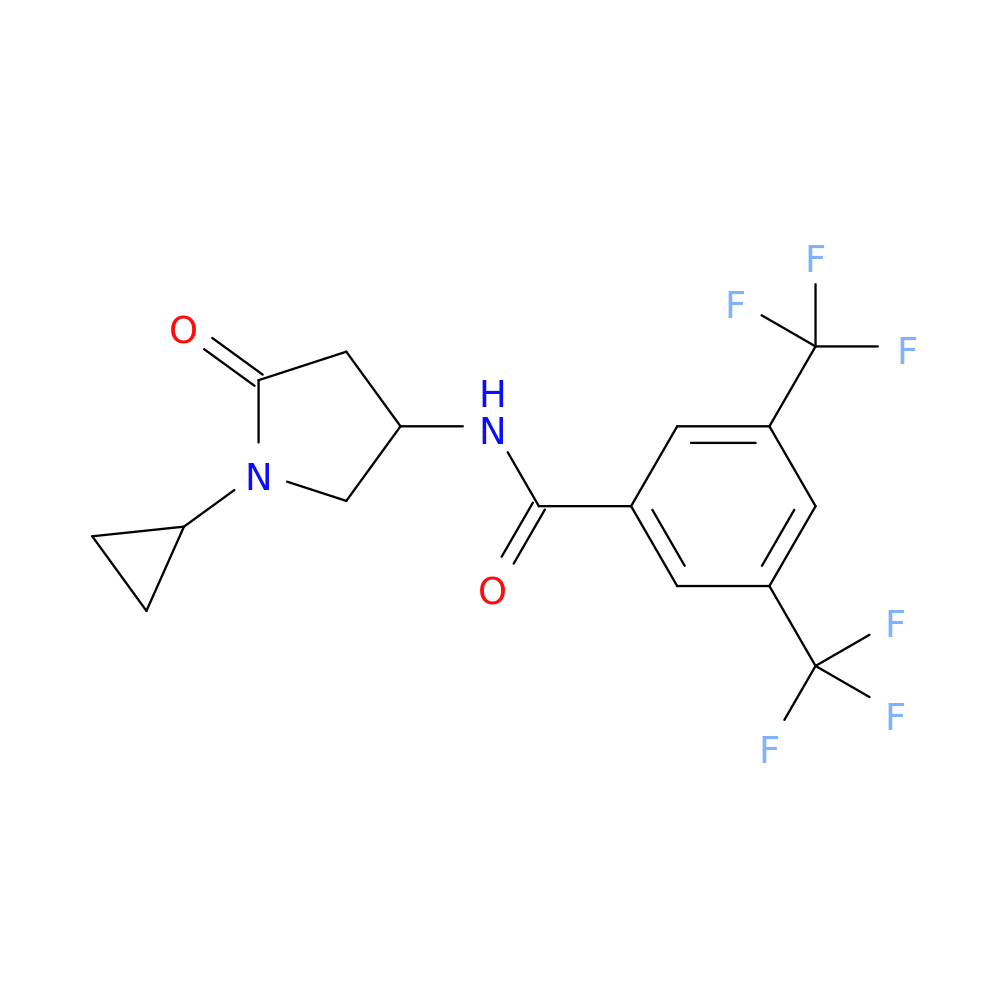 N-(1-cyclopropyl-5-oxopyrrolidin-3-yl)-3,5-bis(trifluoromethyl)benzamide
