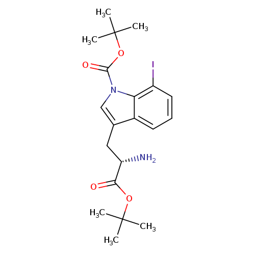 S 3-(2-Amino-2-tert-butoxycarbonyl-ethyl)-7-iodo-indole-1-carboxylic acid tert-butyl ester