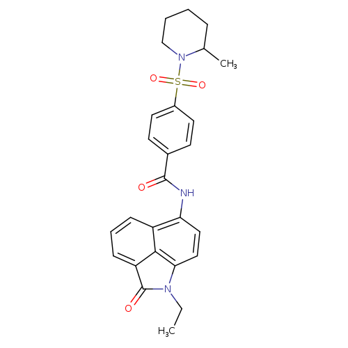 N-{2-ethyl-3-oxo-2-azatricyclo[6.3.1.0^{4,12}]dodeca-1(11),4,6,8(12),9-pentaen-9-yl}-4-[(2-methylpiperidin-1-yl)sulfonyl]benzamide