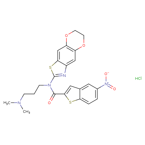 N-[3-(dimethylamino)propyl]-N-{10,13-dioxa-4-thia-6-azatricyclo[7.4.0.0^{3,7}]trideca-1,3(7),5,8-tetraen-5-yl}-5-nitro-1-benzothiophene-2-carboxamide hydrochloride