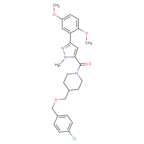 4-{[(4-chlorophenyl)methoxy]methyl}-1-[3-(2,5-dimethoxyphenyl)-1-methyl-1H-pyrazole-5-carbonyl]piperidine