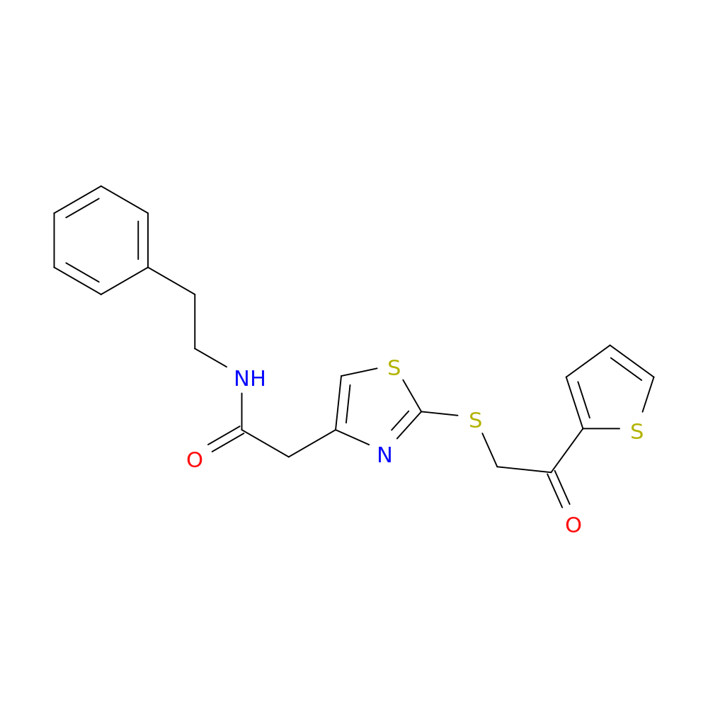 2-(2-{[2-oxo-2-(thiophen-2-yl)ethyl]sulfanyl}-1,3-thiazol-4-yl)-N-(2-phenylethyl)acetamide
