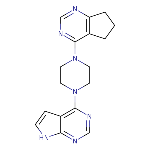 1-{5H,6H,7H-cyclopenta[d]pyrimidin-4-yl}-4-{7H-pyrrolo[2,3-d]pyrimidin-4-yl}piperazine