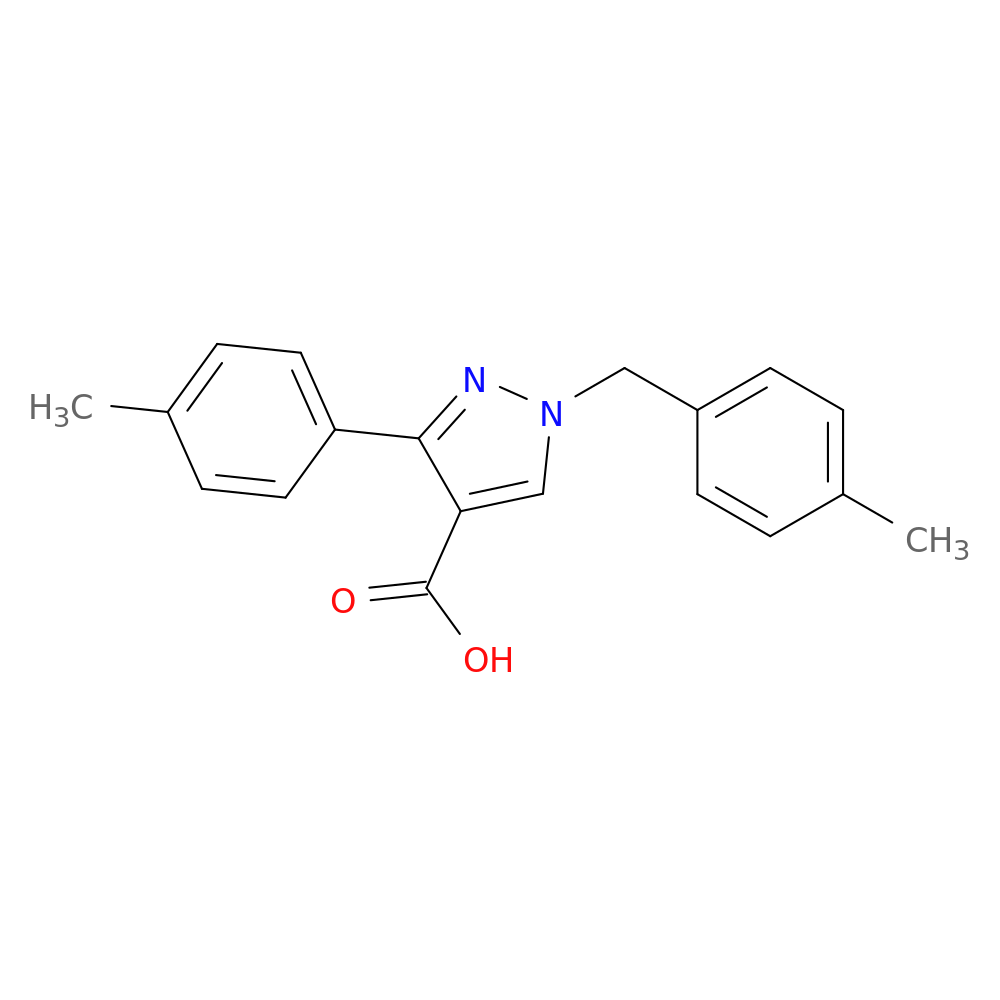 3-(4-methylphenyl)-1-[(4-methylphenyl)methyl]-1H-pyrazole-4-carboxylic acid
