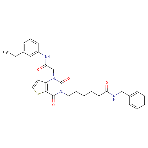 N-benzyl-6-(1-{[(3-ethylphenyl)carbamoyl]methyl}-2,4-dioxo-1H,2H,3H,4H-thieno[3,2-d]pyrimidin-3-yl)hexanamide