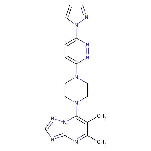 3-(4-{5,6-dimethyl-[1,2,4]triazolo[1,5-a]pyrimidin-7-yl}piperazin-1-yl)-6-(1H-pyrazol-1-yl)pyridazine