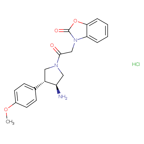 rac-3-{2-[(3R,4S)-3-amino-4-(4-methoxyphenyl)pyrrolidin-1-yl]-2-oxoethyl}-2,3-dihydro-1,3-benzoxazol-2-one hydrochloride, trans