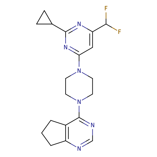 4-(4-{5H,6H,7H-cyclopenta[d]pyrimidin-4-yl}piperazin-1-yl)-2-cyclopropyl-6-(difluoromethyl)pyrimidine