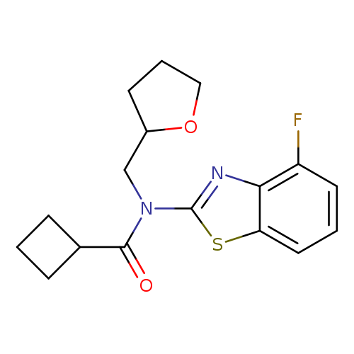 N-(4-fluoro-1,3-benzothiazol-2-yl)-N-[(oxolan-2-yl)methyl]cyclobutanecarboxamide